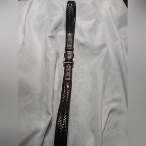 Vintage Braided Woven Leather Belt Dark Brown 90s Indie Unisex Size 50/52